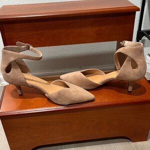 Corso Como Suede Tan Ankle Strap Heels
